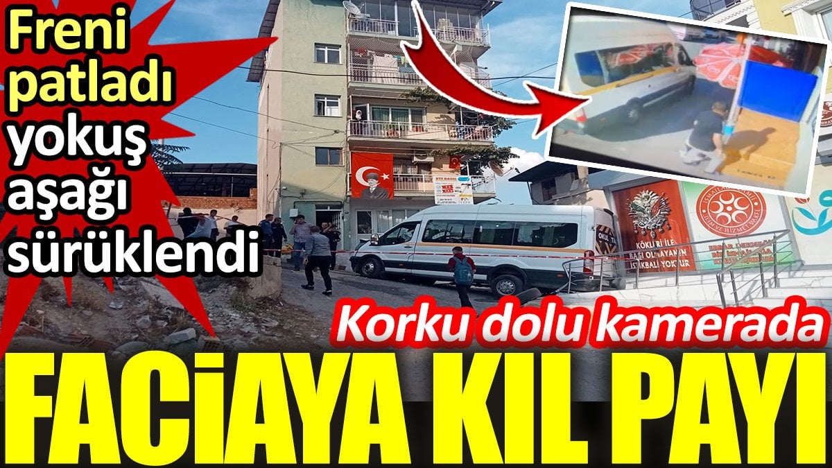 Faciaya ramak kaldı: Minibüsün freni patladı, yokuş aşağı sürüklendi, duvara çarpıp durdu