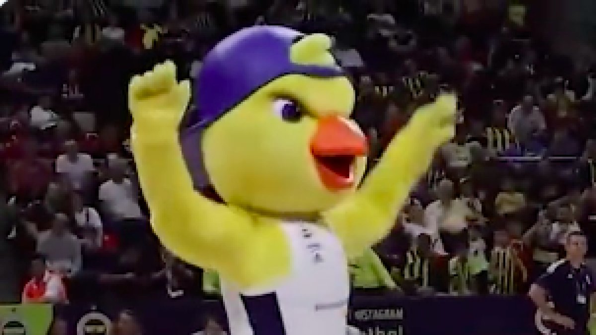 Fenerbahçe basketbol takımının maskotundan zeybek oyunu