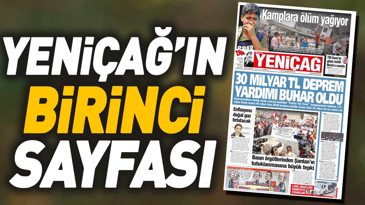 Yeniçağ Gazetesi'nin birinci sayfası