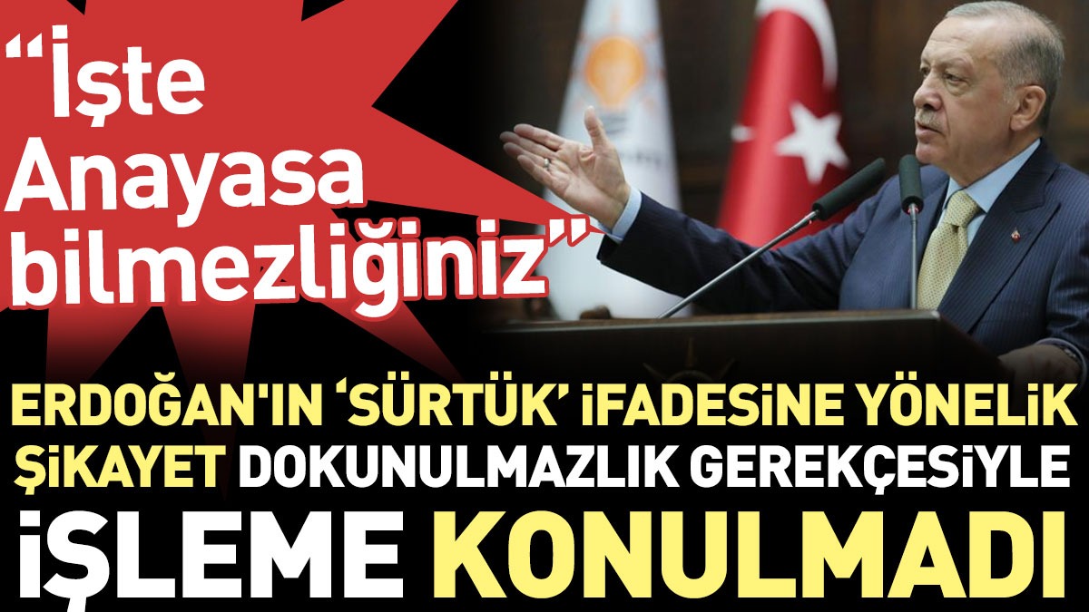 Erdoğan'ın ‘sürtük’ ifadesine yönelik şikayet dokunulmazlık gerekçesiyle işleme konulmadı: İşte Anayasa bilmezliğiniz