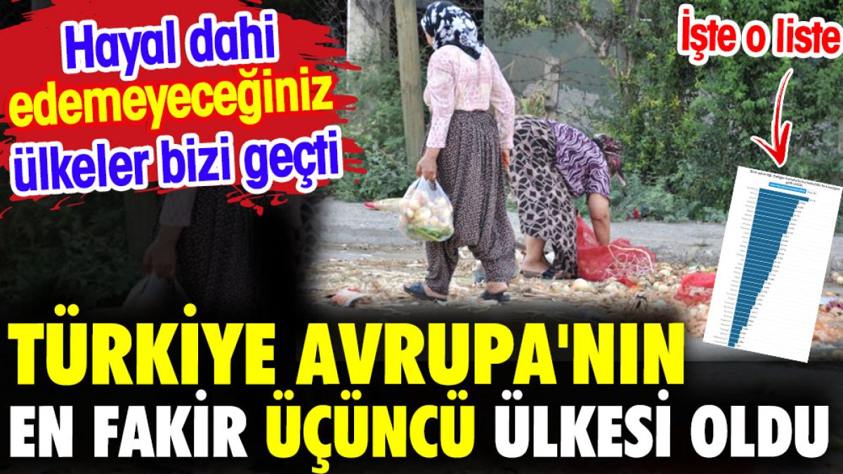 Türkiye Avrupa'nın en fakir üçüncü ülkesi oldu. Hayal dahi edemeyeceğiniz ülkeler bizi geçti