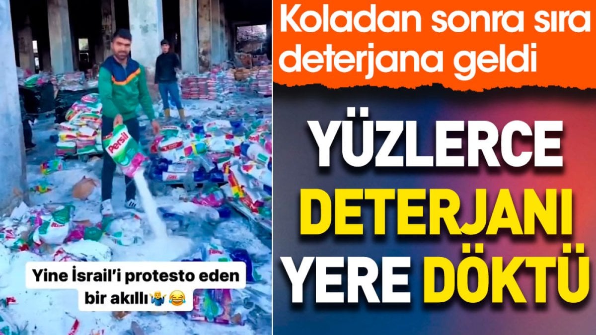 Yüzlerce deterjanı yere döktü. Koladan sonra sıra deterjana geldi