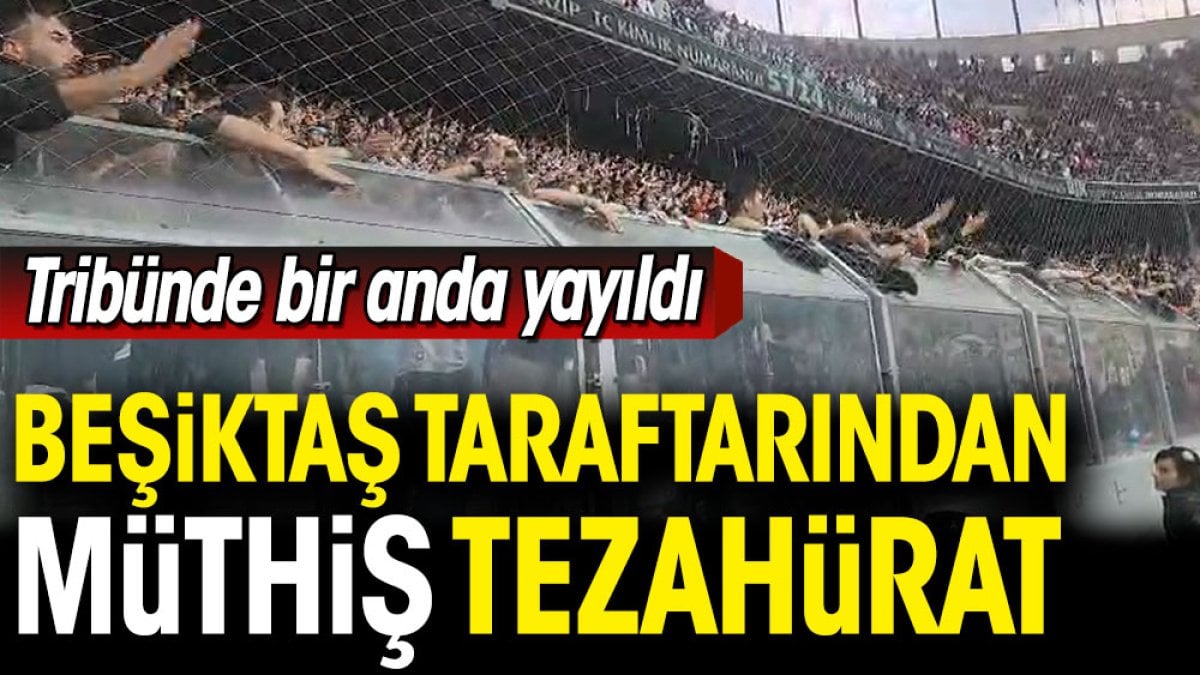 Bir anda tribünde yayıldı. Beşiktaş taraftarından müthiş tezahürat