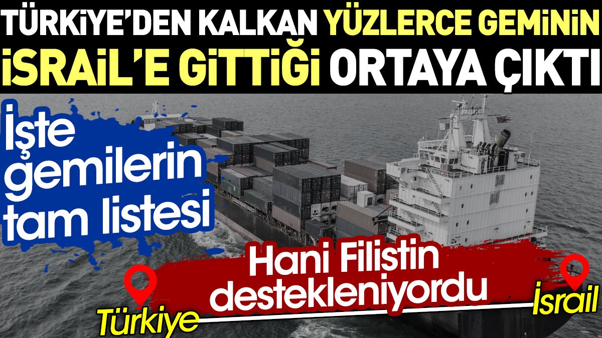 Türkiye'den kalkan yüzlerce geminin İsrail'e gittiği ortaya çıktı. İşte gemilerin tam listesi