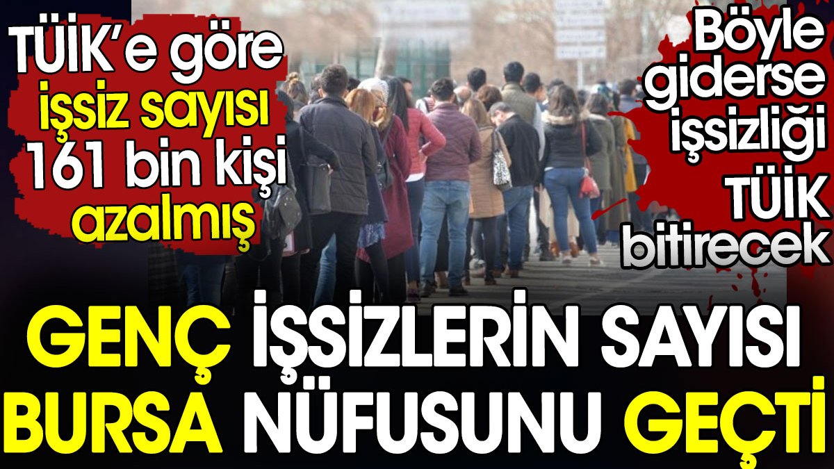 Genç işsizlerin sayısı Bursa nüfusunu geçti. TÜİK’e göre işsiz sayısı 161 bin kişi azalmış
