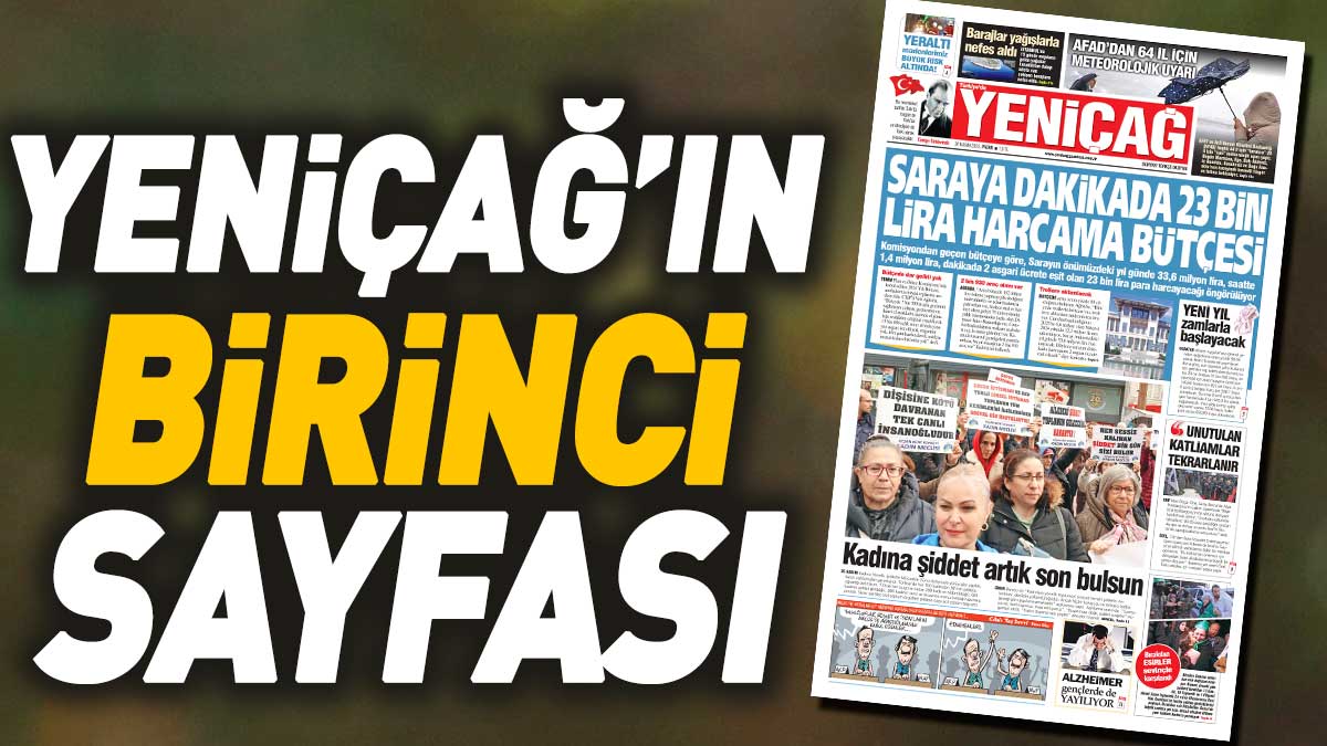 Yeniçağ Gazetesi'nin birinci sayfası