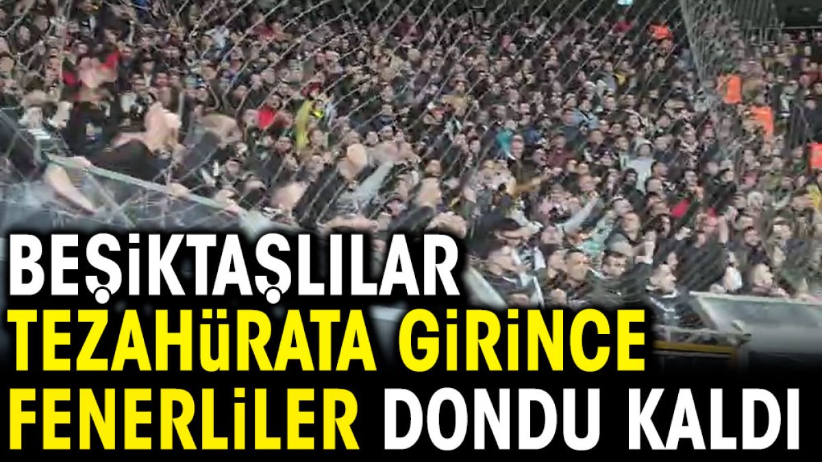 Beşiktaş tribünü tezahürata girince Fenerbahçe taraftarı izlemekle yetindi