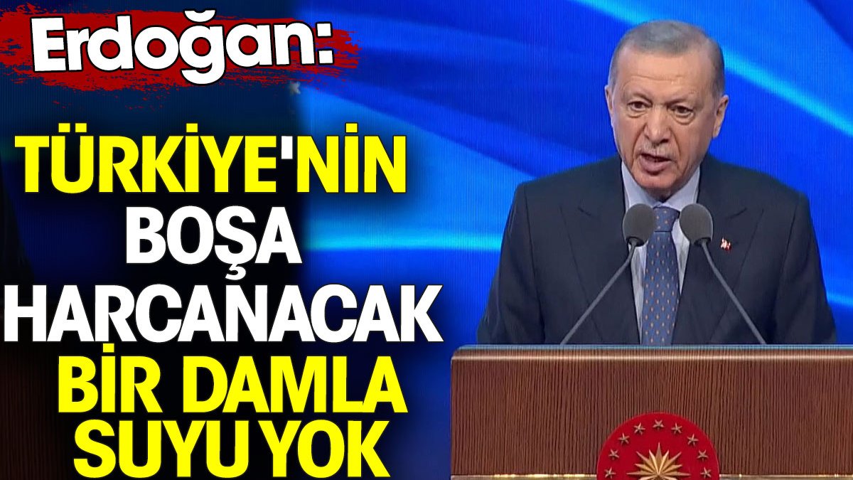 Erdoğan 'Türkiye'nin boşa harcanacak bir damla suyu yok' dedi