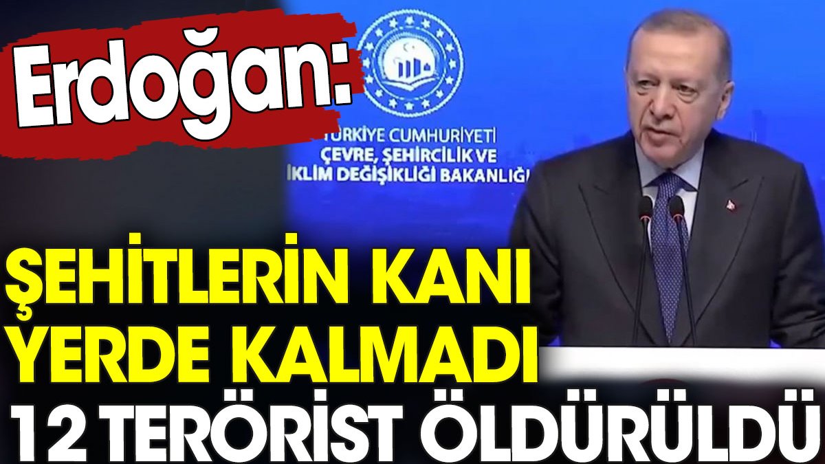 Erdoğan 'Şehitlerin kanı yerde kalmadı. 12 terörist öldürüldü' dedi