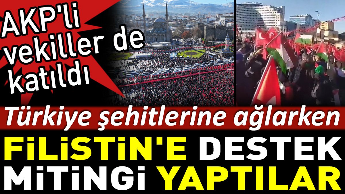 Türkiye şehitlerine ağlarken Filistin'e destek mitingi yaptılar. AKP'li vekiller de katıldı