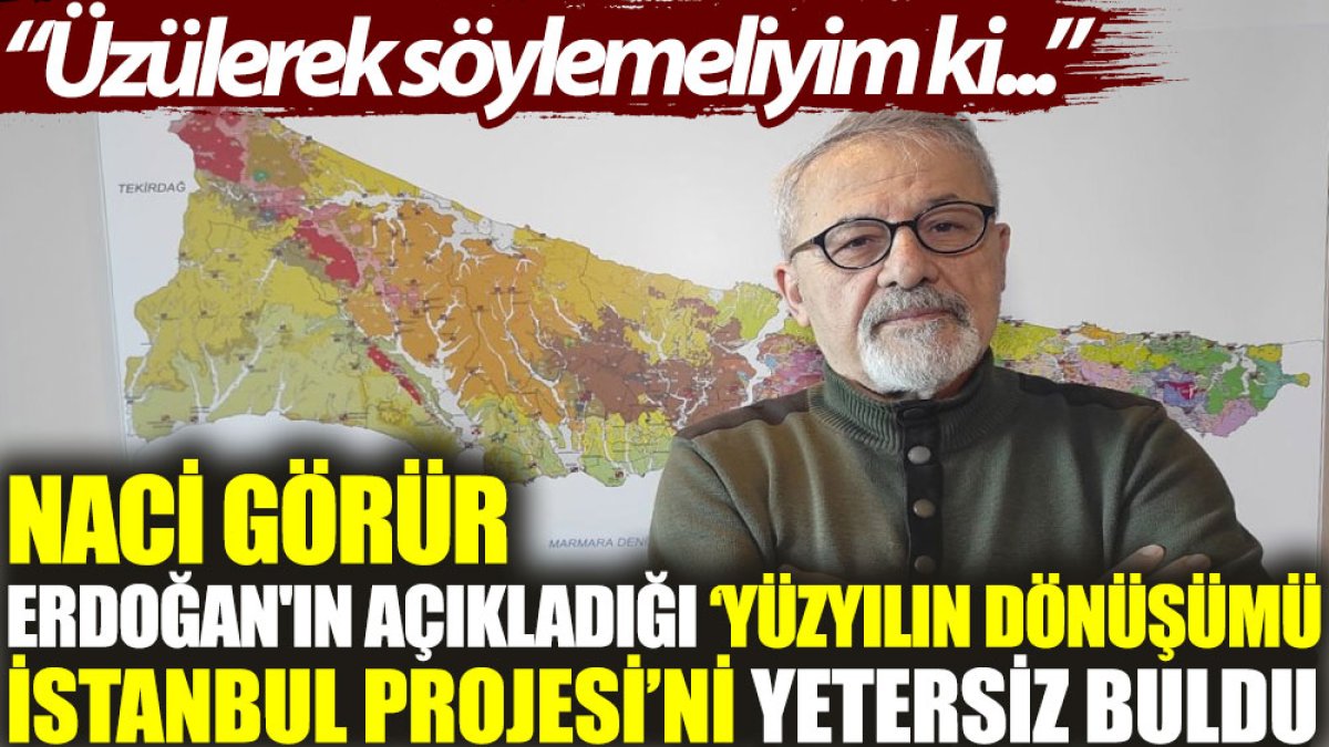 Naci Görür, Erdoğan'ın açıkladığı ‘Yüzyılın Dönüşümü İstanbul Projesi’ni yetersiz buldu: Üzülerek söylemeliyim ki…