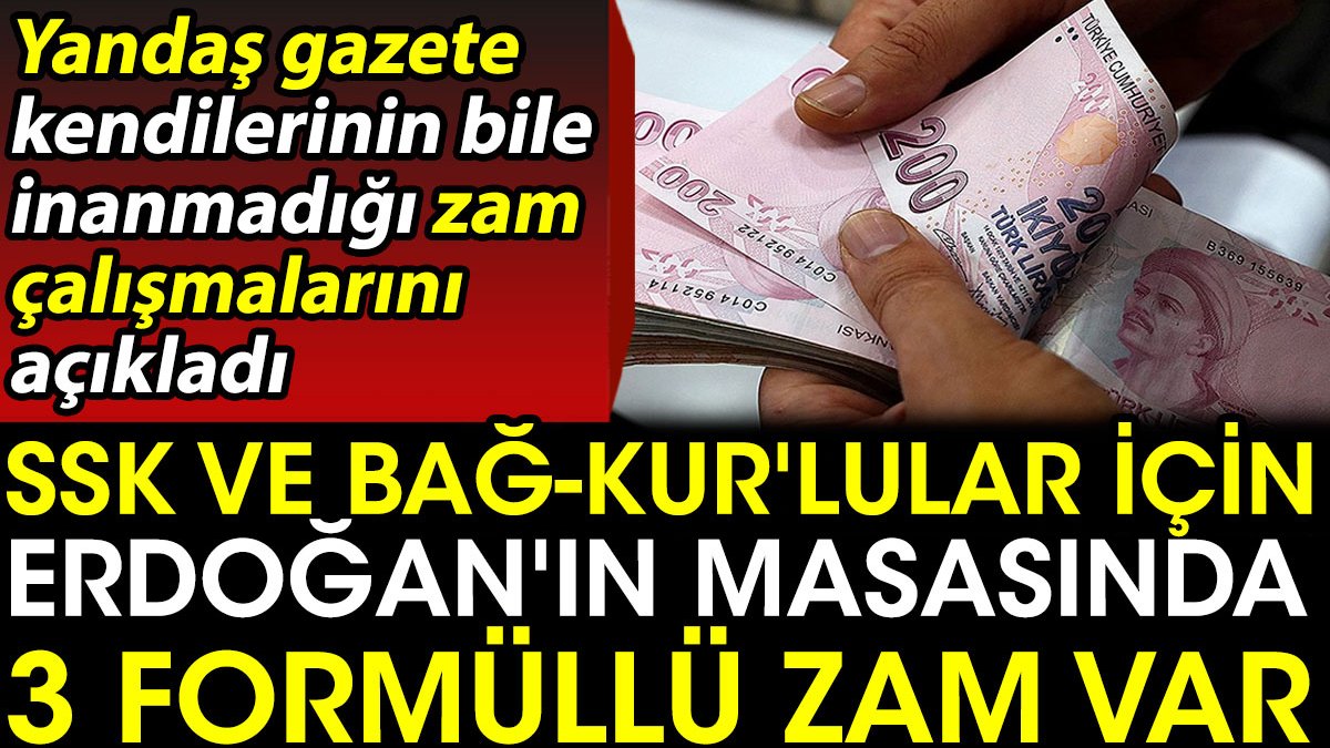 SSK ve Bağ-Kur'lular için Erdoğan'ın masasında 3 formüllü zam var. Yandaş Gazete inanmayarak yazdı