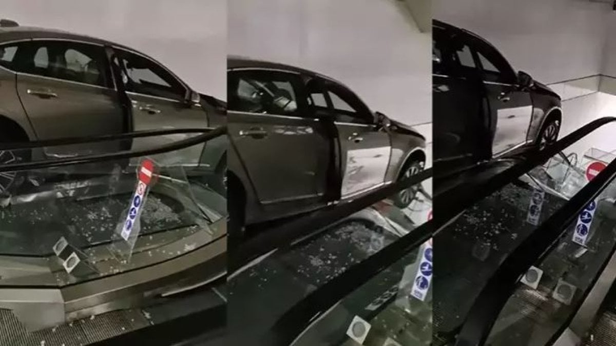 Şişli’de yolu şaşırdı otomobille AVM'nin yürüyen merdivenine daldı: 3 yaralı