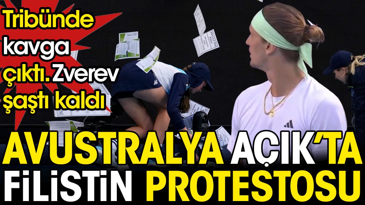 Avustralya Açık'ta Filistin protestosu. Tribünde kavga çıktı Zverev şaştı kaldı