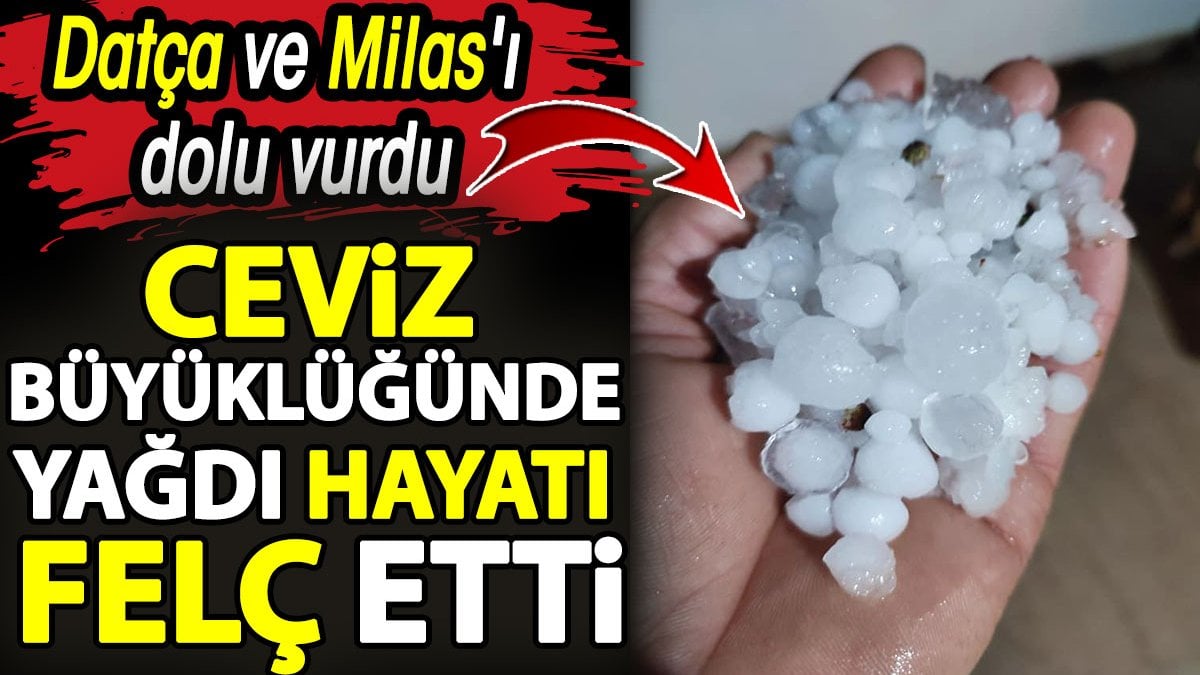 Datça ve Milas'ı dolu vurdu! Ceviz büyüklüğünde yağdı hayatı felç etti