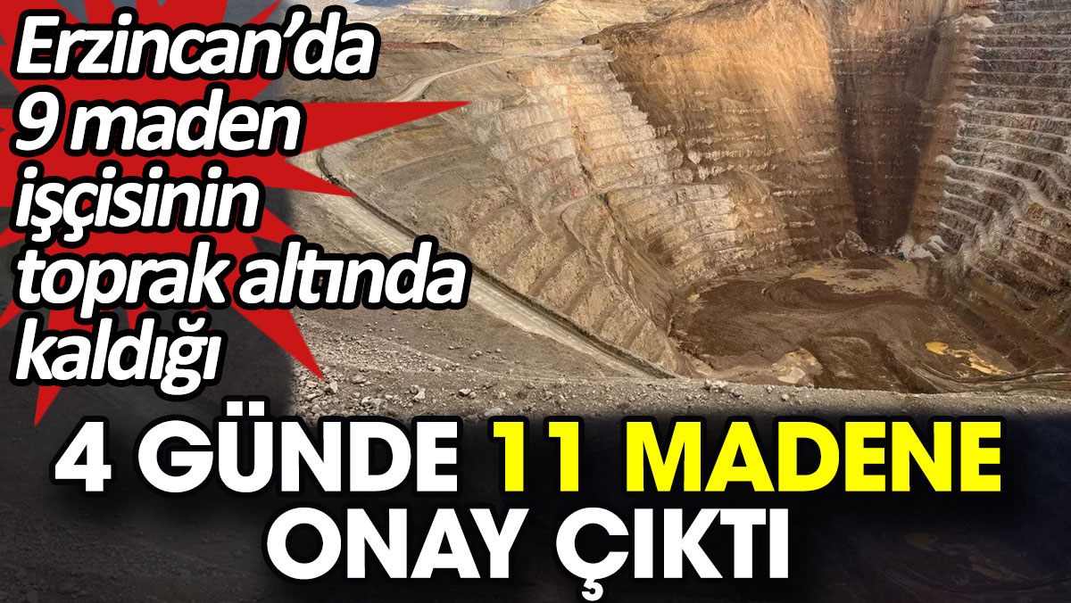 Erzincan’da 9 maden işçisinin toprak altında kaldığı 4 günde 11 madene onay çıktı