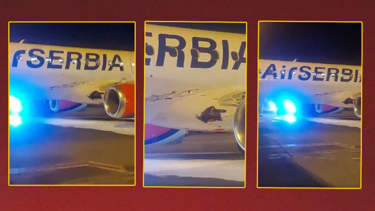 Air Serbia uçağı aydınlatma direğine çarptı. Büyük tehlike atlatıldı