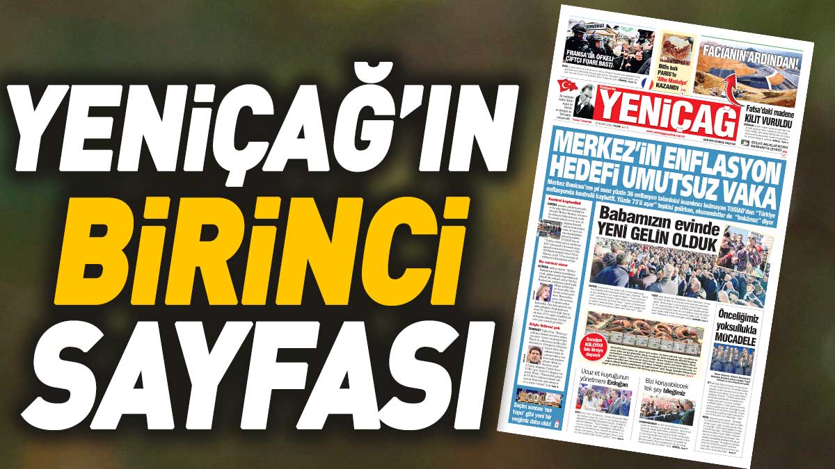 Yeniçağ Gazetesi'nin 1. Sayfası