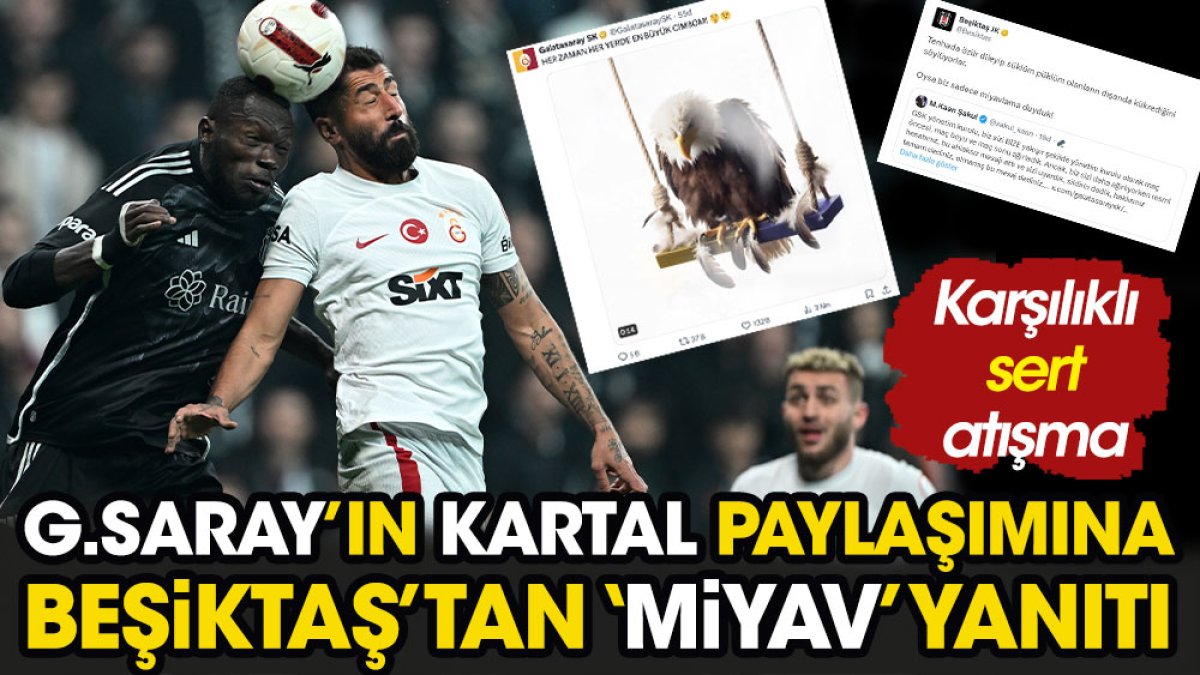 Galatasaray'ın Kartal paylaşımına Beşiktaş'tan 'miyav' yanıtı