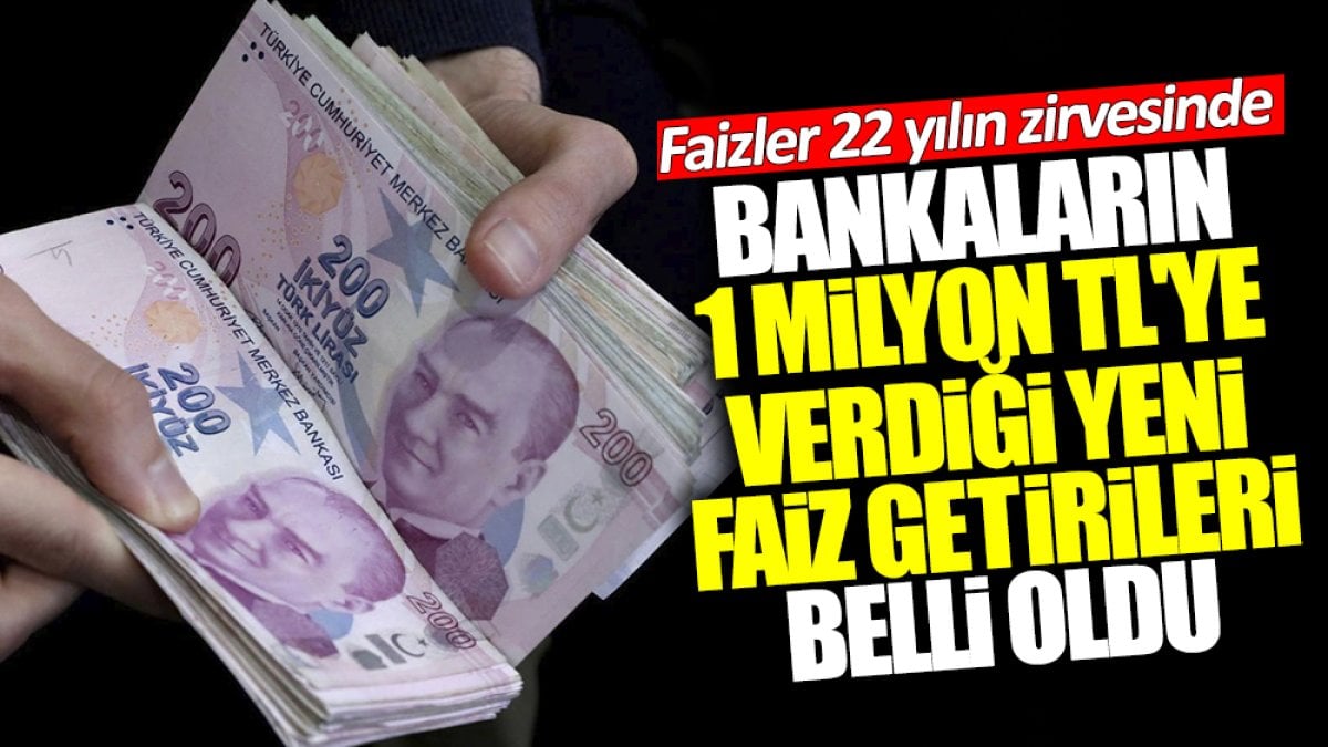 Bankaların 1 milyon TL'ye verdiği yeni faiz getirileri belli oldu! Faizler 22 yılın zirvesinde