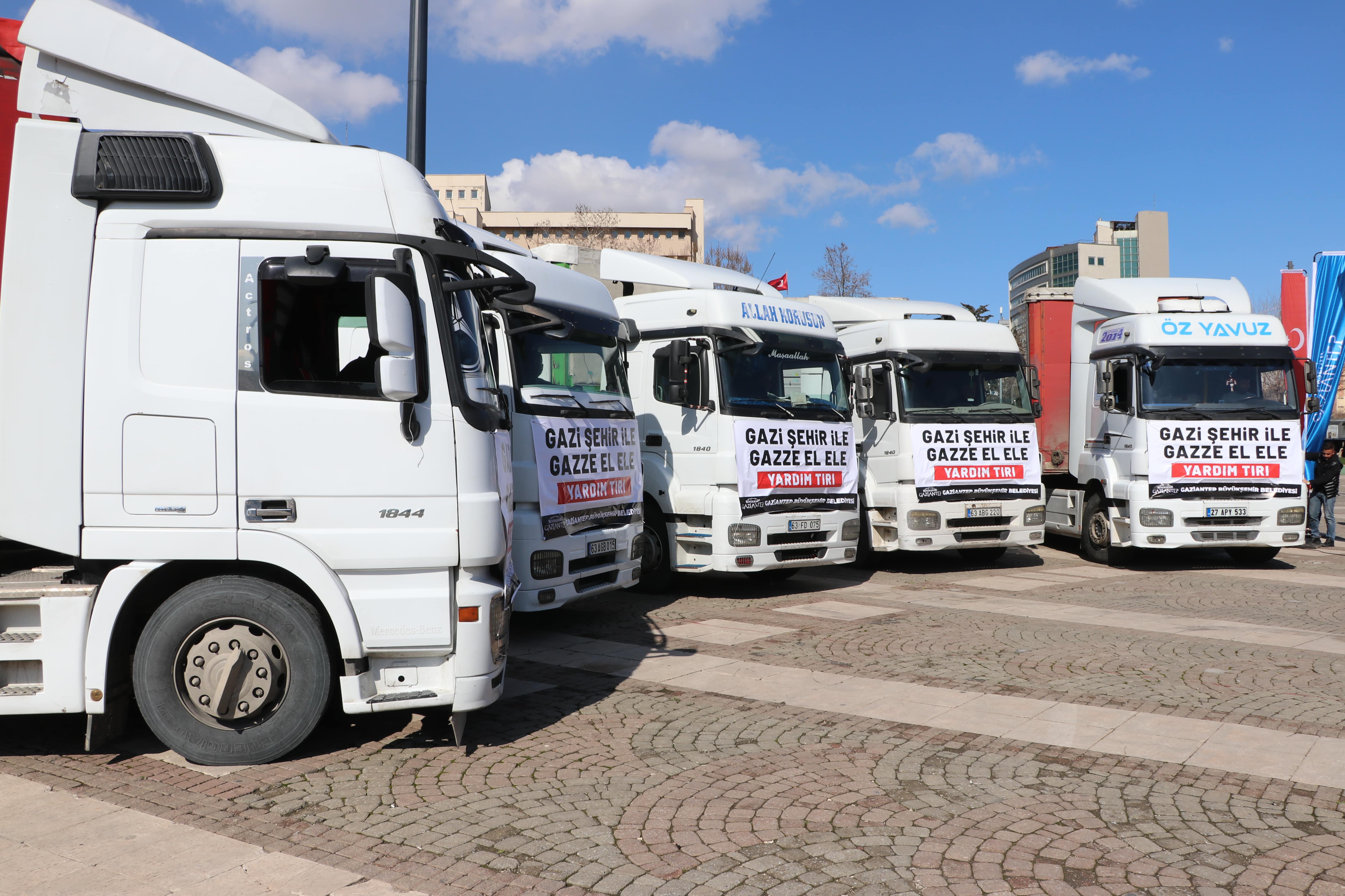 Gaziantep'ten Gazze'ye 5 tır yardım gönderildi