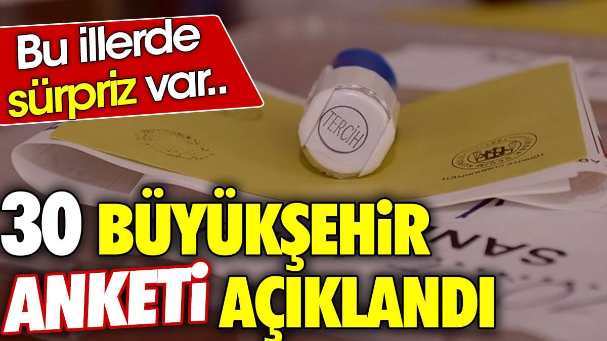 30 büyükşehir anketi açıklandı. Bu illerde sürpriz var..