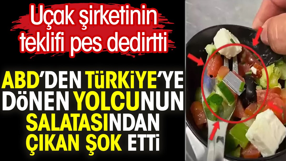 ABD’den Türkiye’ye dönen yolcunun salatasından çıkan şok etti. Uçak şirketinin teklifi pes dedirtti