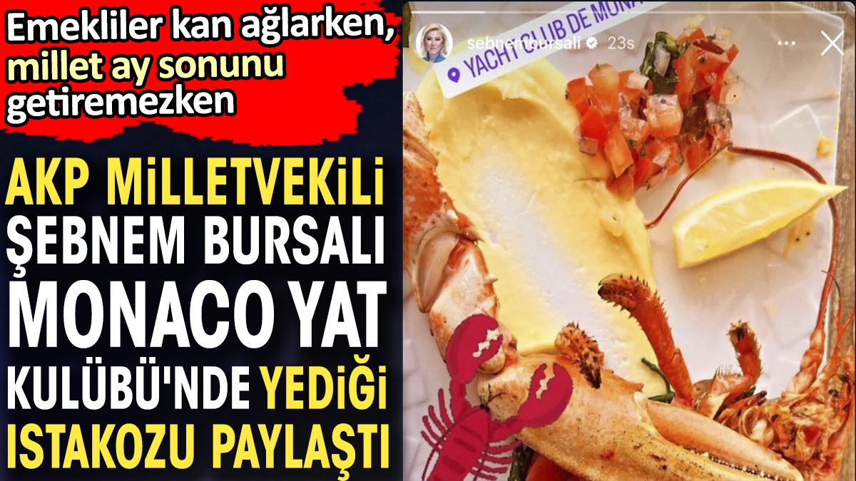 AKP Milletvekili Şebnem Bursalı Monaco Yat Kulübü'nde yediği ıstakozu paylaştı. Emekliler kan ağlarken..