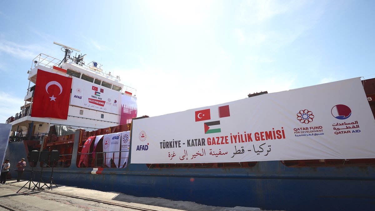 ‘Türkiye-Katar Gazze İyilik Gemisi’ Mersin'den uğurlandı