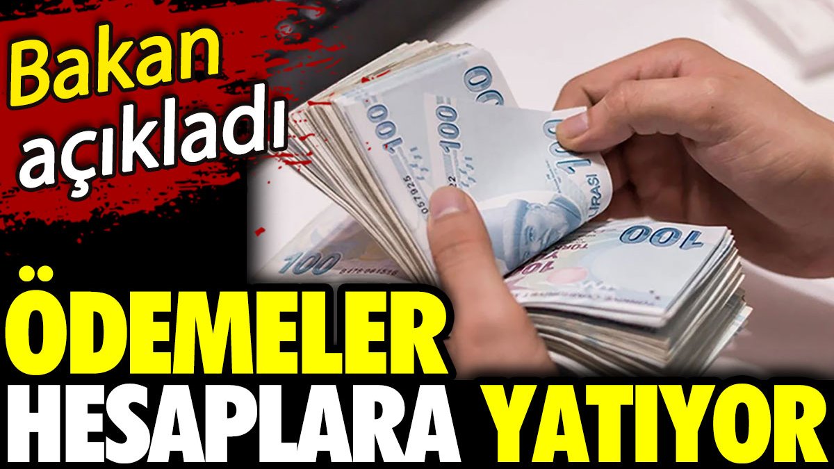 Ödemeler hesaplara yatıyor. Bakan açıkladı