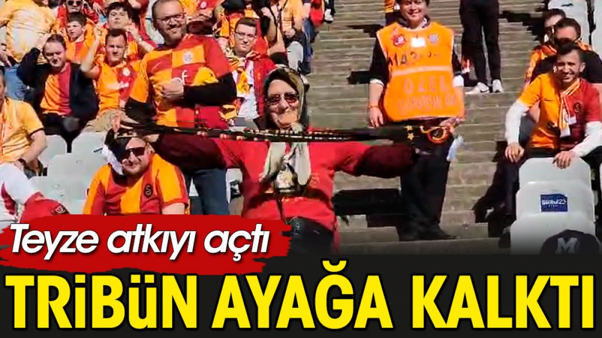 Galatasaraylı teyze atkısını açtı tribün ayağa kalktı