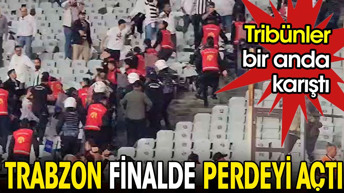 Trabzonspor'un golü sonrası tribünler karıştı. Polis Beşiktaşlılara müdahale etti