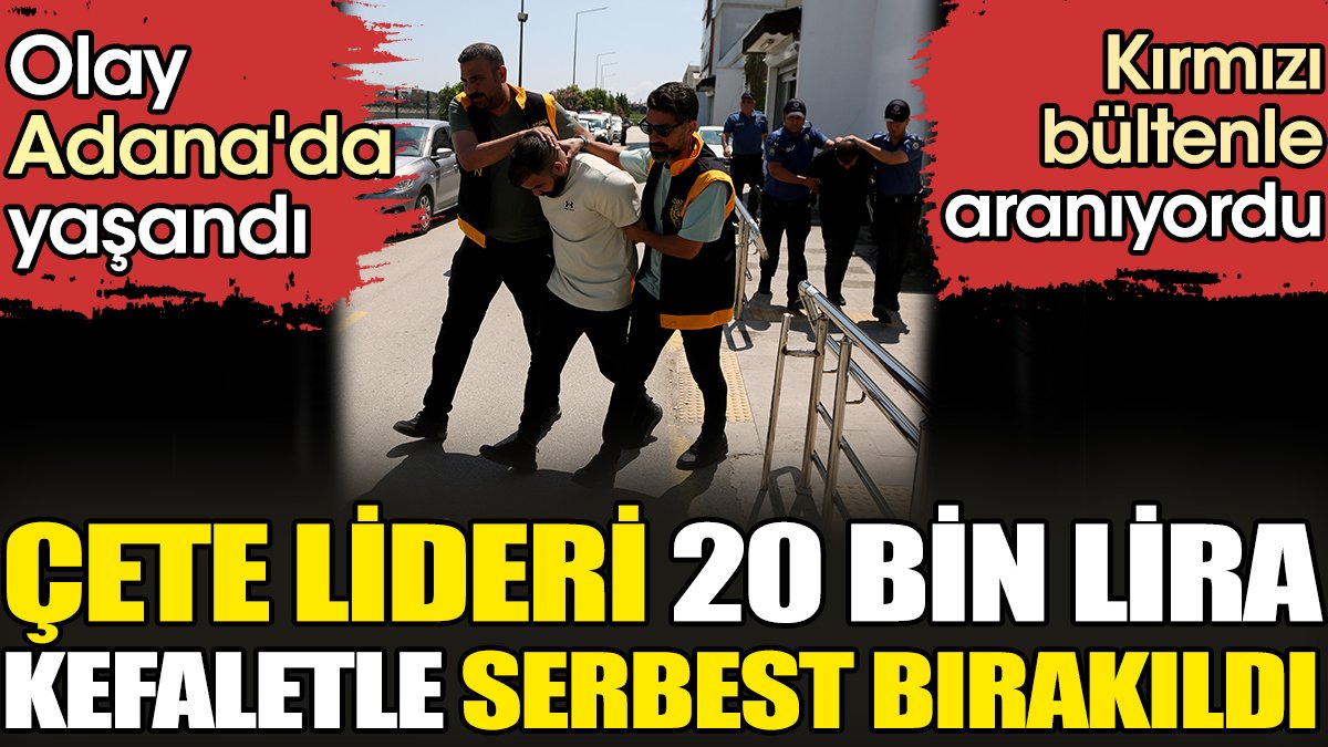 Kırmızı bültenle aranan çete lideri 20 bin lira kefaletle serbest bırakıldı. Olay Adana'da yaşandı