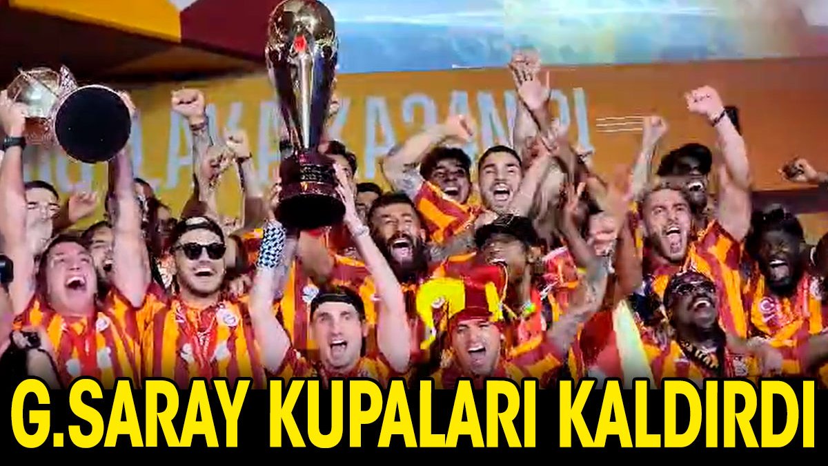 Galatasaray kupaları aynı anda kaldırdı. Tribünler alev aldı