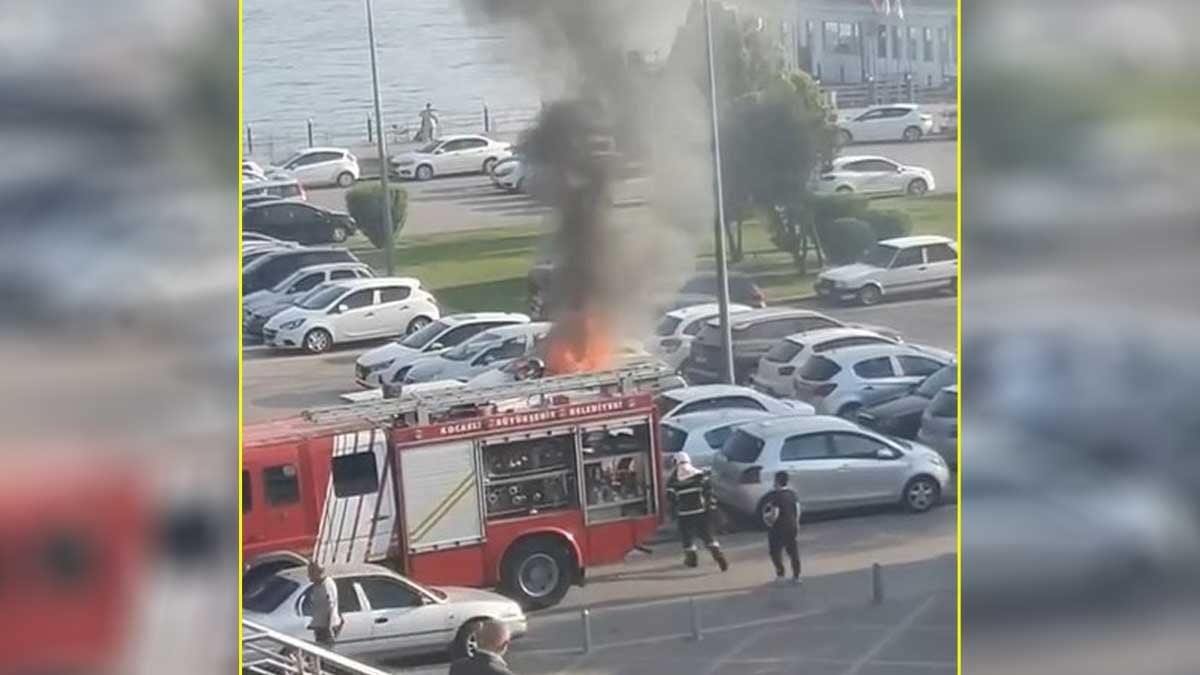 İzmit’te park halindeki otomobilde yangın: Sürücü son anda kurtuldu