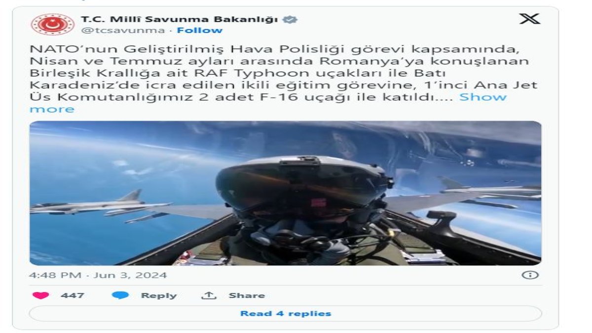 Türkiye NATO'nun Geliştirilmiş Hava Polisliği görevine iki F-16 uçağıyla katıldı