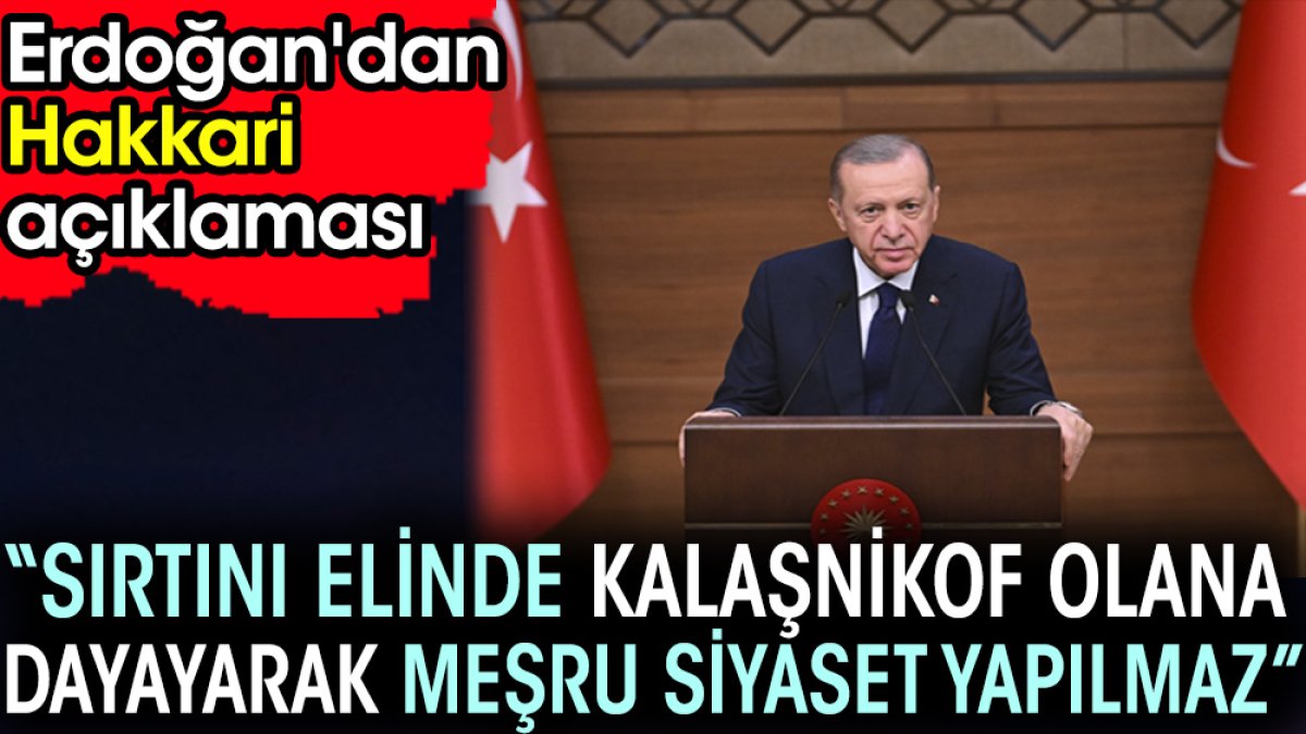 Erdoğan'dan Hakkari açıklaması. 'Sırtını elinde kalaşnikof olana dayayarak meşru siyaset yapılmaz'