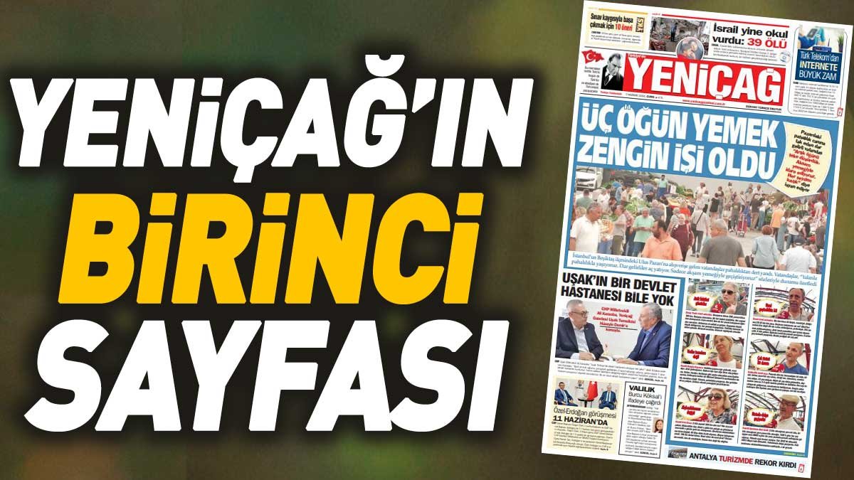 Yeniçağ Gazetesi'nin 1. sayfası