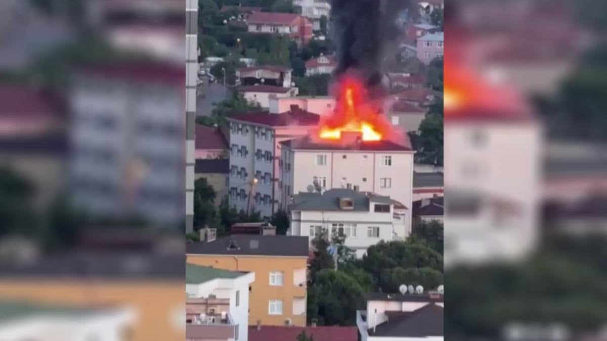 Kartalda korkutan çatı yangını