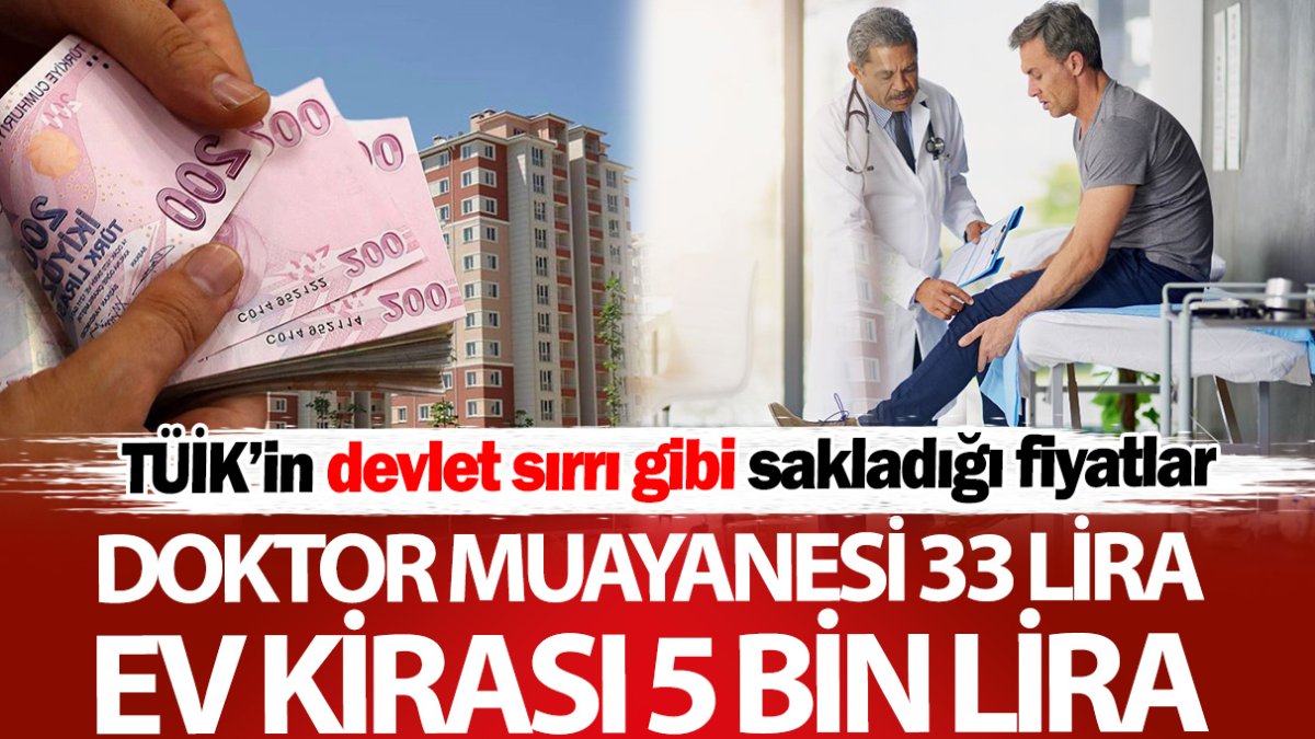 TÜİK’e göre doktor muayene ücreti 33 lira, ev kirası 5 bin lira