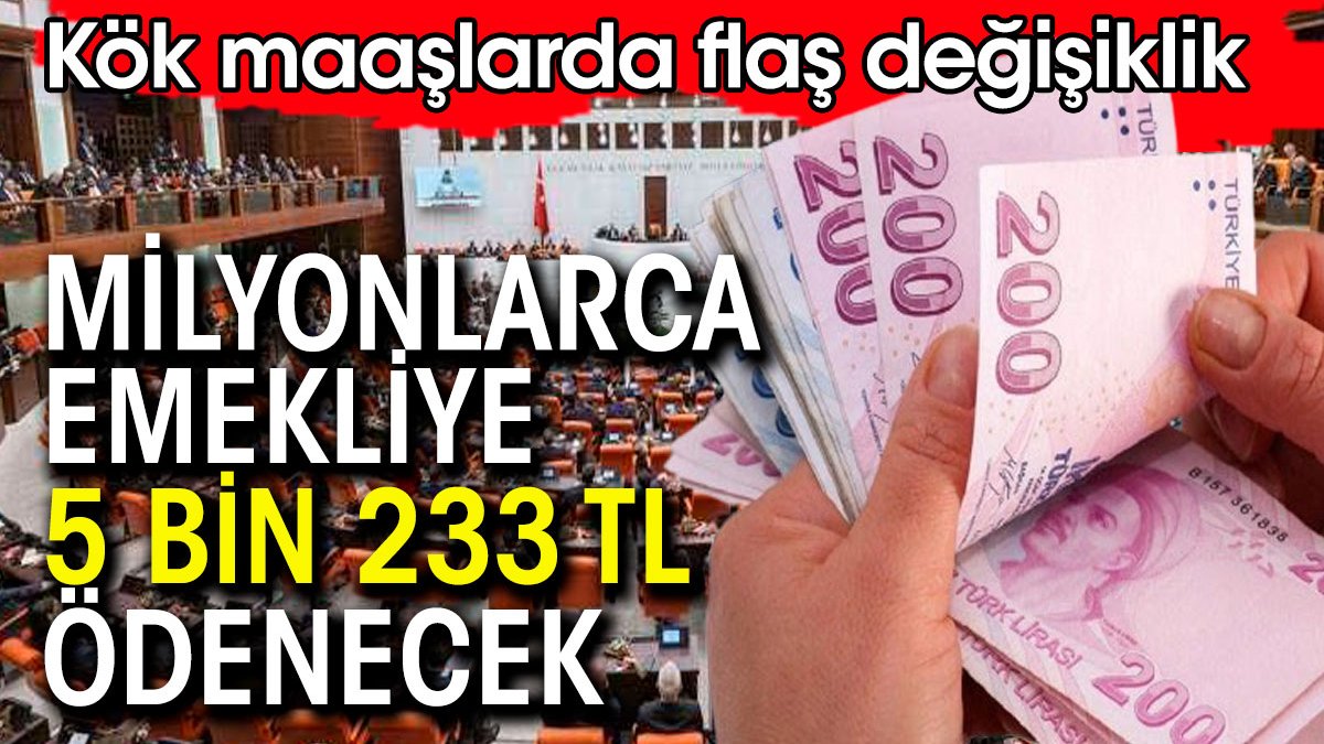 Milyonlarca emekliye 5 bin 233 lira ödenecek. Kök maaşlarda flaş değişiklik