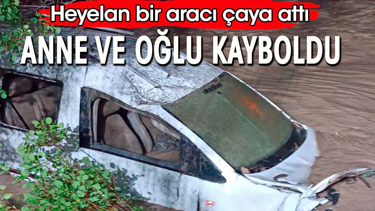 Heyelan bir aracı Tortum Çay'ına attı. Anne ve oğlu kayboldu