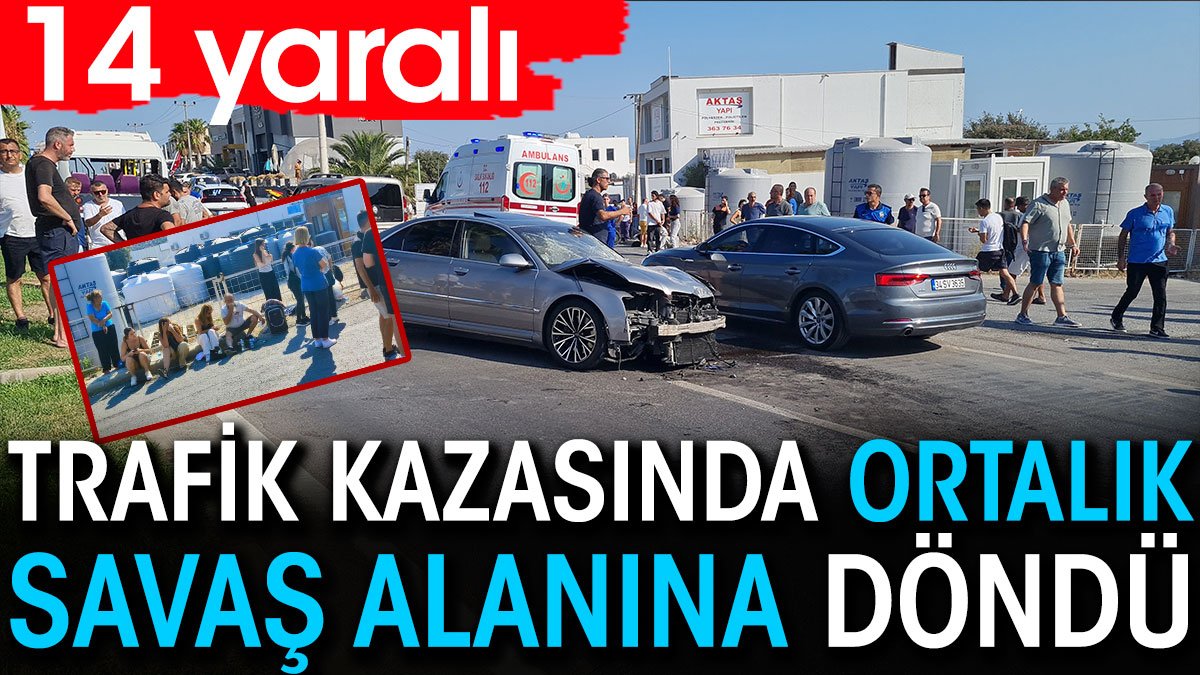 Trafik kazasında ortalık savaş alanına döndü. 14 yaralı