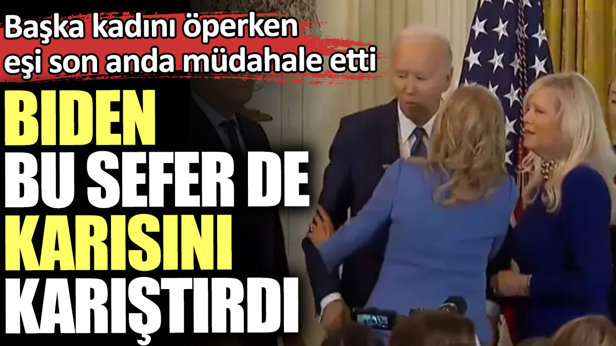 Biden bu sefer de karısını karıştırdı. Başka kadını öperken eşi son anda müdahale etti