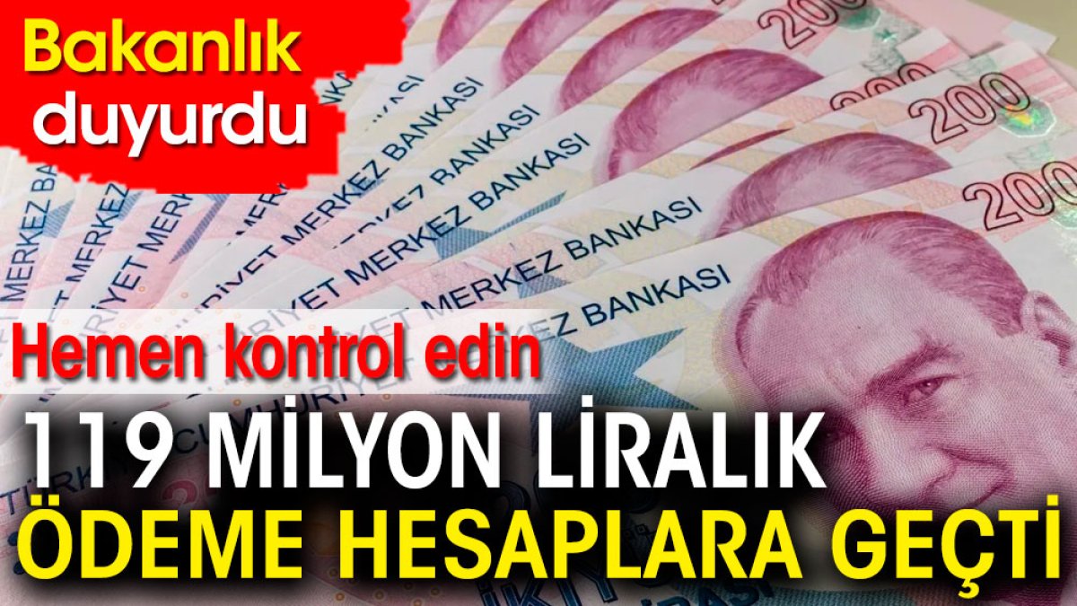 119 milyon liralık ödeme hesaplara geçti. Hemen kontrol edin