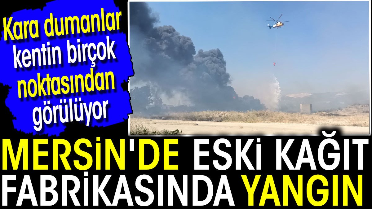 Mersin'de eski kağıt fabrikasında yangın. Kara dumanlar kentin birçok noktasından görülüyor