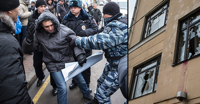 Moskova Büyükelçiliğimize taşlı sopalı saldırı