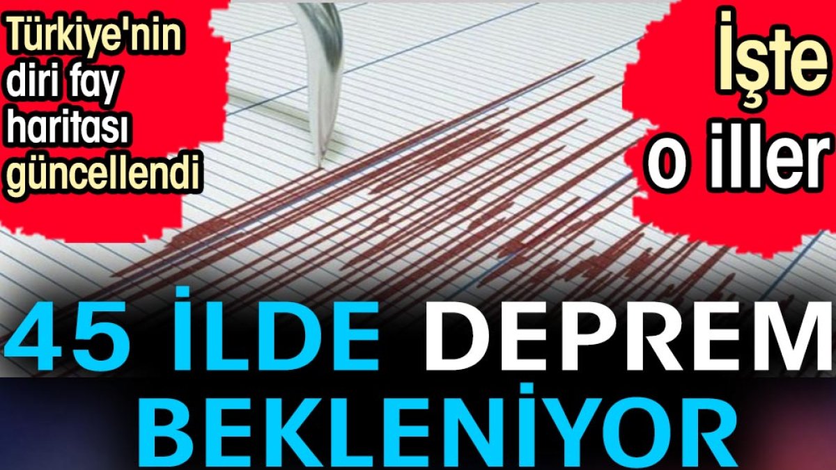 45 ilde deprem bekleniyor. İşte o iller. Türkiye'nin diri fay haritası güncellendi