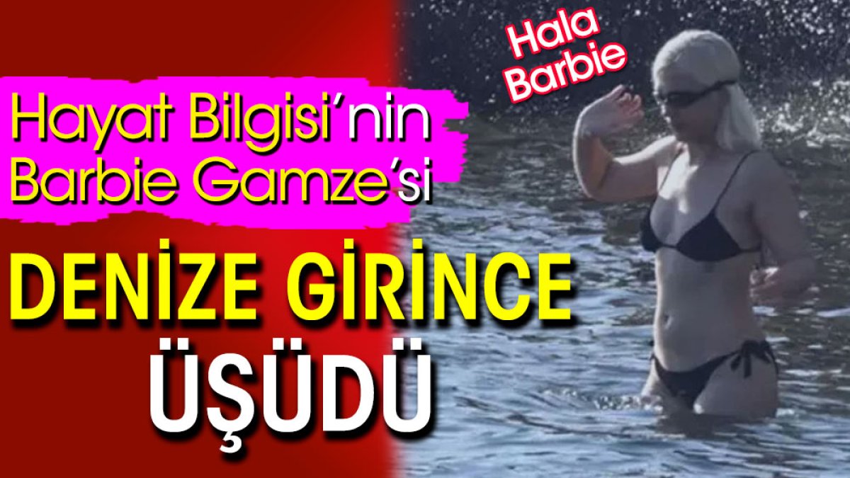 Hayat Bilgisi’nin Barbie Gamze’si siyah bikiniyle denize girdi üşüdü