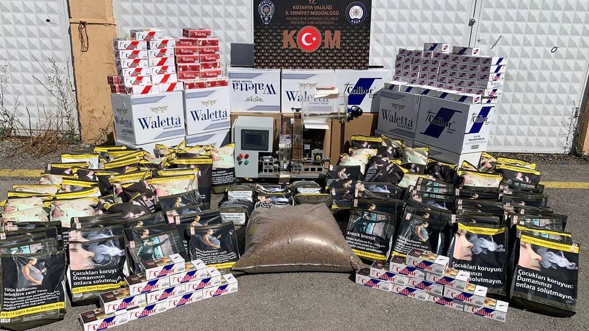 Kütahya’da 125 bin 800 adet makaron ele geçirildi